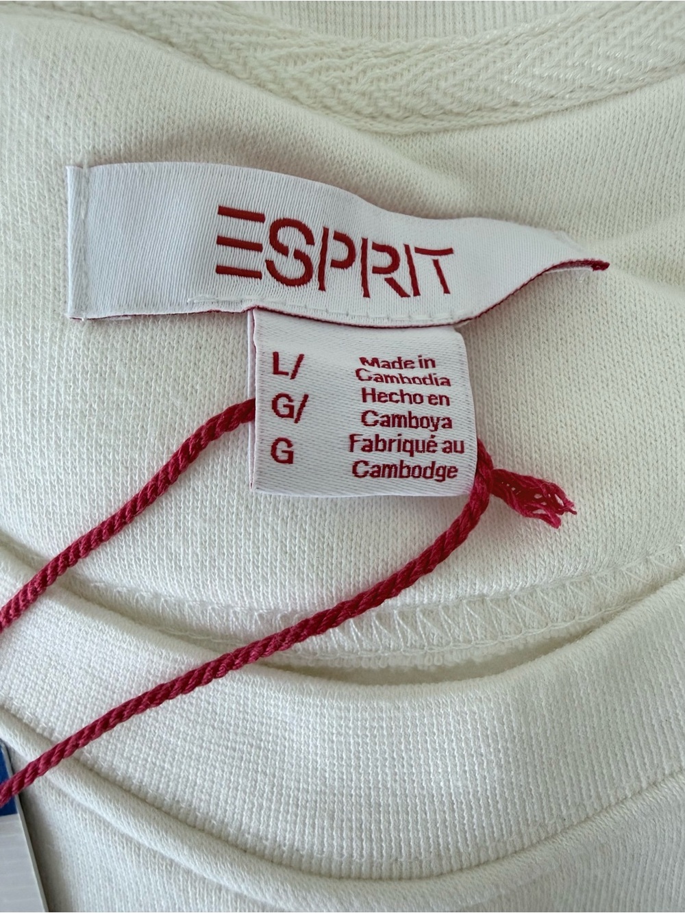 NWT Esprit Cream Logo Fleece Crewneck Sweatshirt Embroidered 80s Retro Viral M - Picture 5 of 10